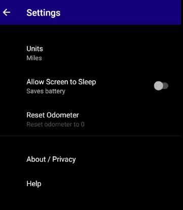 settings screen, pro version